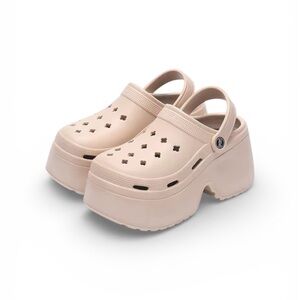 Beige Chunky Platform Crocs size 8-9